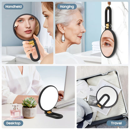 Magnifying Mirror 80X for Makeup & Skincare, Handheld 1X-80X Magnification Mirror with 360° Adjustable Handle, Portable Compact Travel Mirror for Women Makeup Grooming Beard Trimming, Beauty Gift