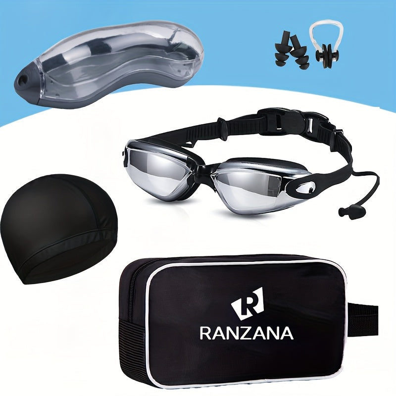 Swimming Goggles Set 6pcs – Swim Cap, Nose Clip & Earplugs