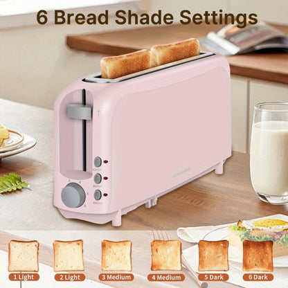 2 Slice Slim Toaster with 6 Shade Settings, Cancel Reheat Defrost Functions, Removable Crumb Tray – Compact 750W Bread Toaster for Kitchen Counter, Fits Bread Waffle Bagel