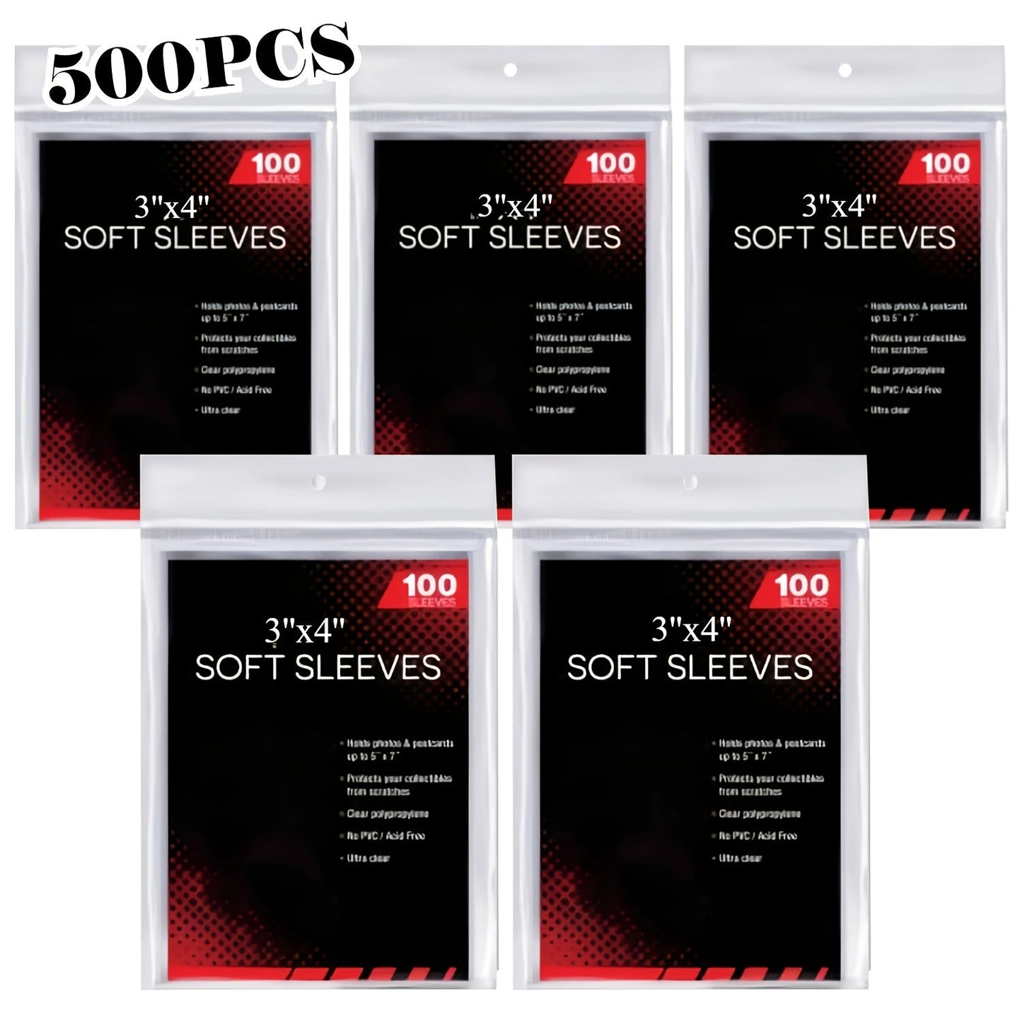 Soft Penny Sleeves 500 Pack – 5 Packs of 100 Clear Card Sleeves for Standard Size Trading Cards, Protective Sleeves for Pokemon, Baseball, Sports, MTG & Game Cards, Bulk Value Set for Collectors