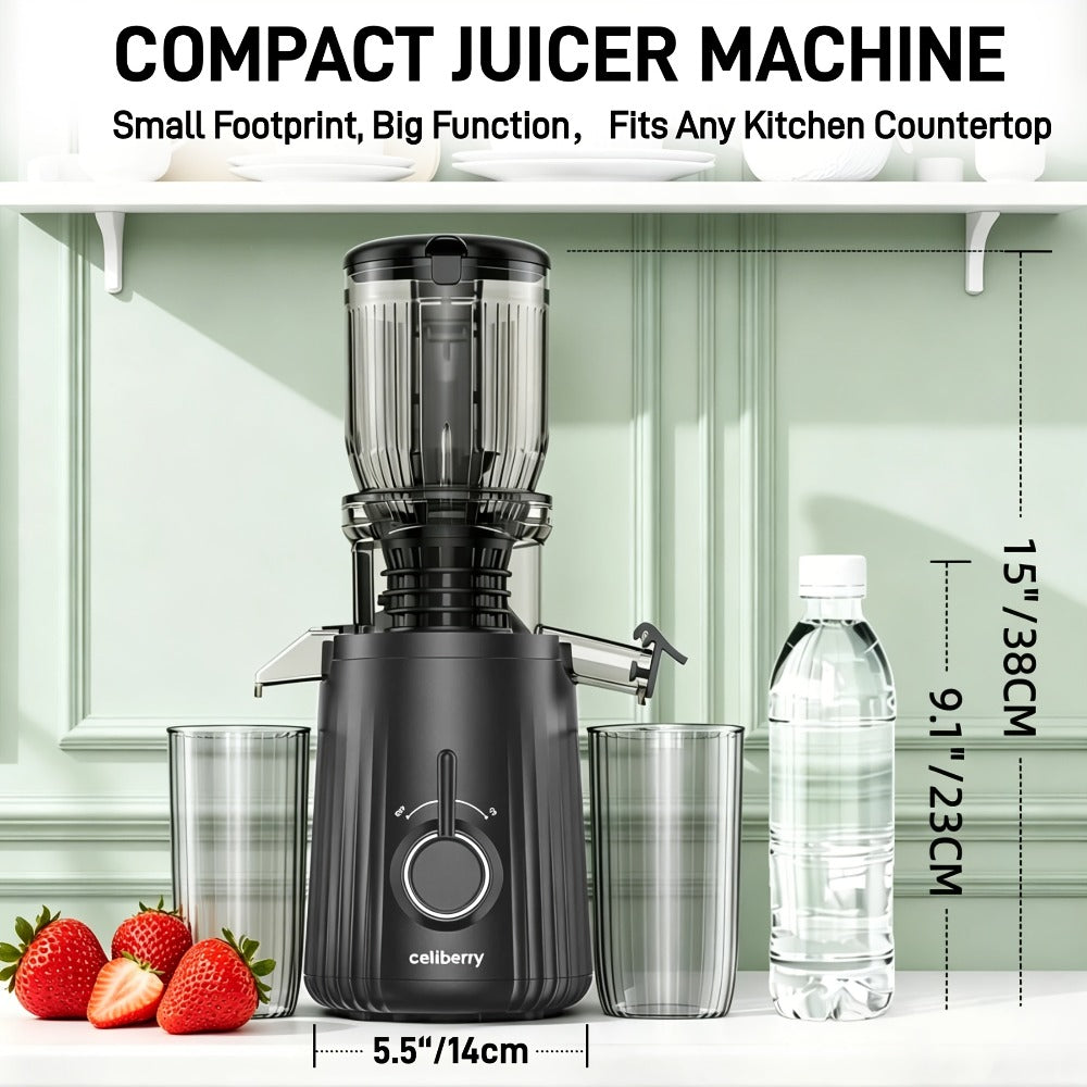 Masticating Juicer Cold Press - 4.25" Wide Feed Chute Auto-Feed Slow Juicer for Whole Fruits & Vegetables, 98% Juice Extraction, Quiet Motor, Easy to Clean, Compact for 1-2 People, Multiple Colors