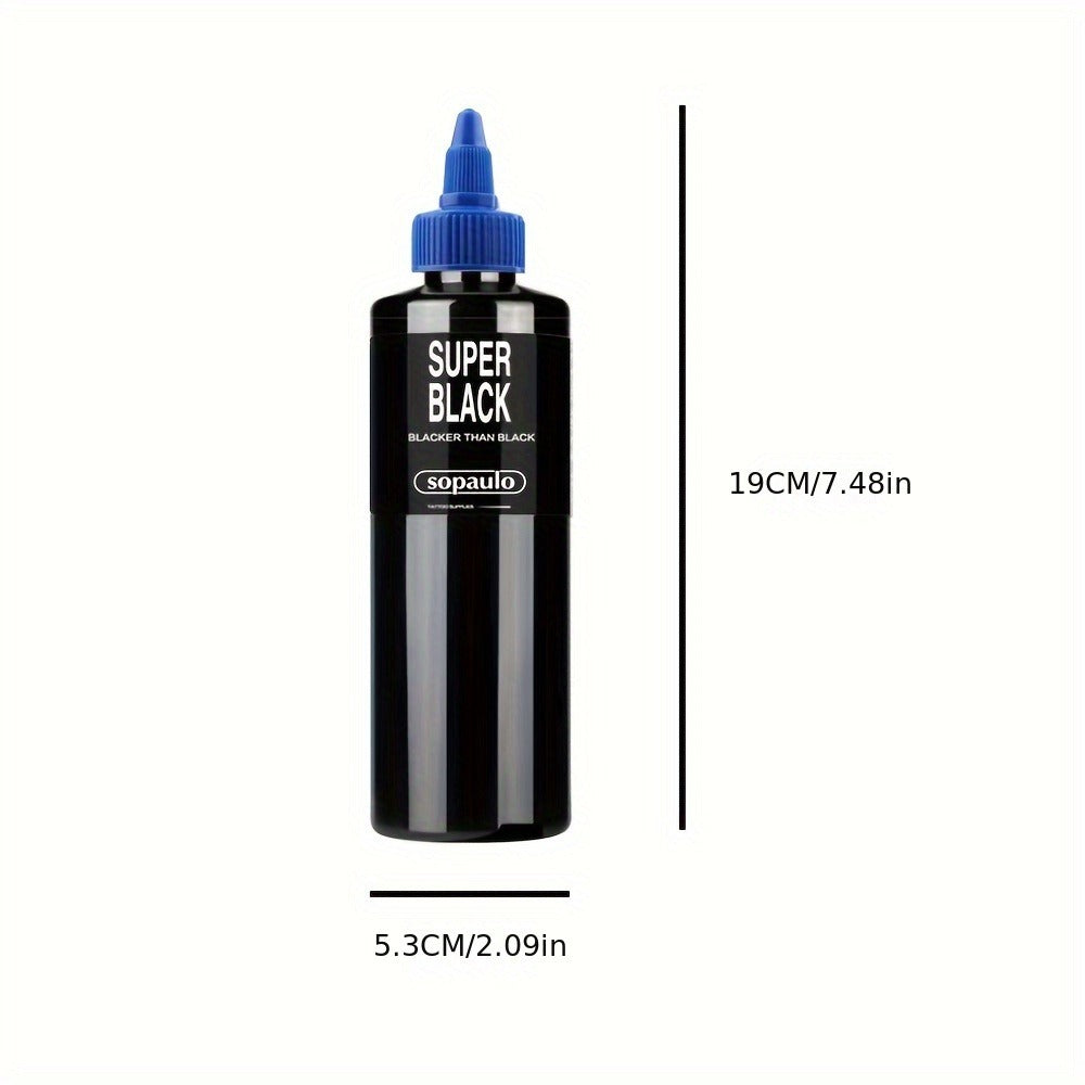 Super Black Tattoo Ink 8oz 240ml Ultra Dark Professional Tattoo Pigment – Large Particles for Bold Lines, Long-Lasting Blackwork & Tribal Body Art for Artists
