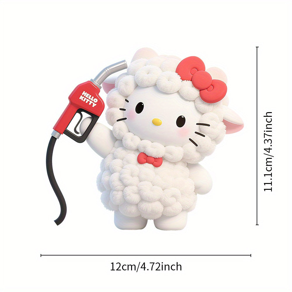 Sanrio Licensed Hello Kitty Sheep Car Decal - Cute Cartoon Vinyl Sticker for Fuel Tank, Durable Weather-Resistant Automotive Exterior Decoration, Pet Car Accessories, Playful Vehicle Accessory, Kawaii Style, Longlasting Adhesive, Kawaii Lovers, Auto