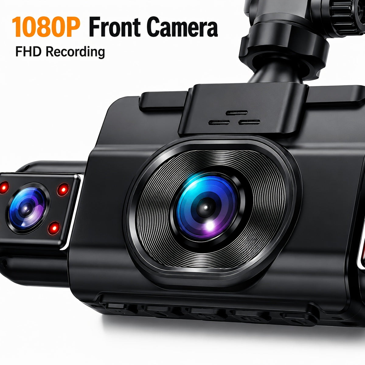 Multi-Angle Dash Cam with Four Lenses (Front, Rear, Left, Right), 1080P HD, Wide-Angle Lens, Night Vision, 24-Hour Parking Mode (Memory Card Not Included)