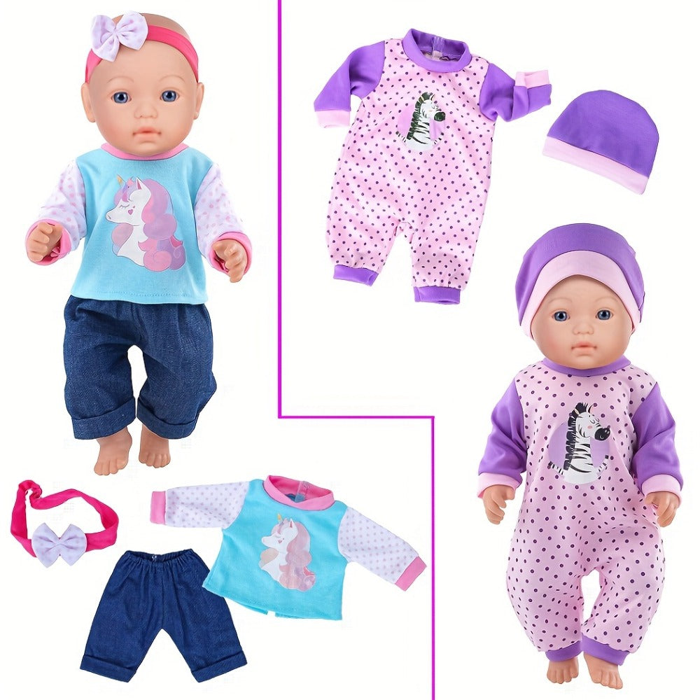 Doll Clothes Set 10 Outfits for 14 15 16 Inch & 43cm Newborn Baby Dolls Soft Handmade Easy On Off Doll Clothing Pack Birthday Christmas Gift for Girls Kids Ages 3-12 No Doll