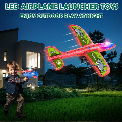 Airplane Launcher Toy Set with 3 Planes & Stickers for Kids Ages 3-12 – 2 Flight Modes Outdoor Flying Game Easy Assembly Birthday Christmas Gift Boys Girls