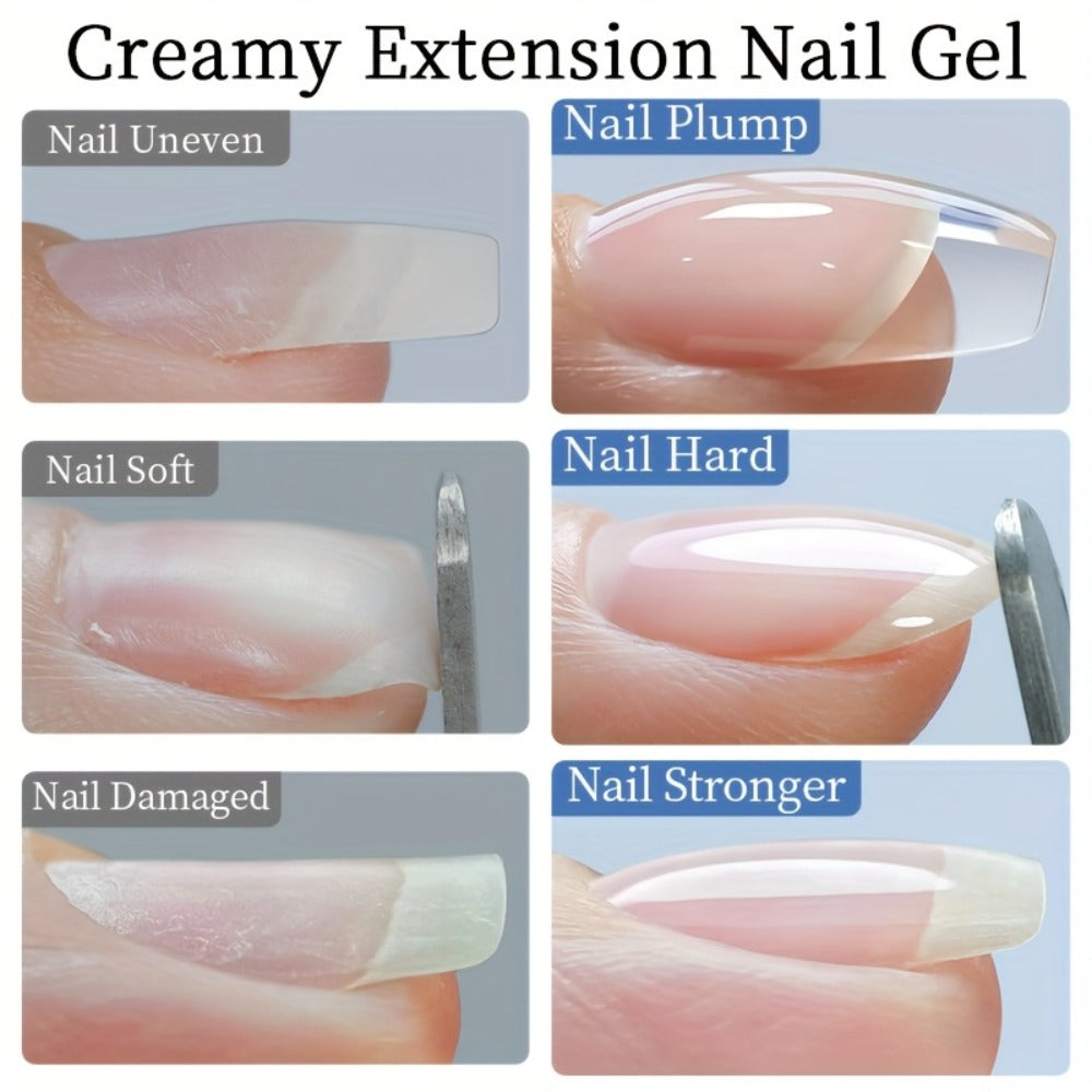 Nail Extension Gel Kit 3pcs 100g Clear Creamy Building Gel Hard Construction Gel for Nail Strengthening Lengthening and Manicure UV LED Nail Builder Gel Set Salon and Home Use
