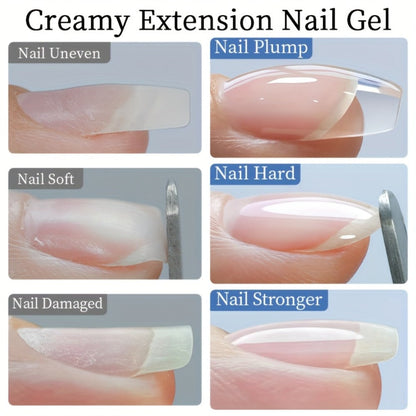 Nail Extension Gel Kit 3pcs 100g Clear Creamy Building Gel Hard Construction Gel for Nail Strengthening Lengthening and Manicure UV LED Nail Builder Gel Set Salon and Home Use