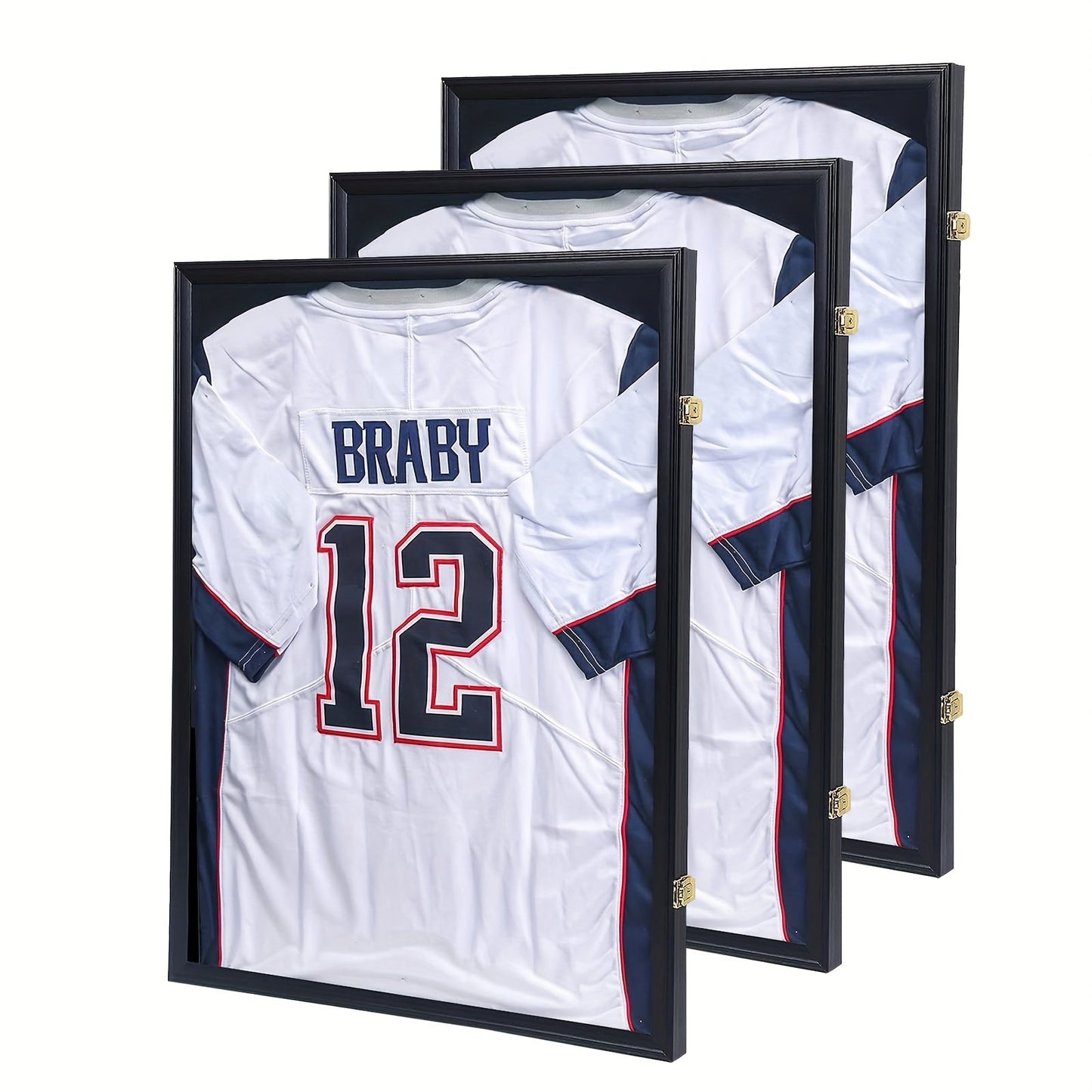 Jersey Display Case Shadow Box - Lockable UV Protection Frame for Baseball Basketball Football Soccer Hockey Sport Shirt, Matte Black