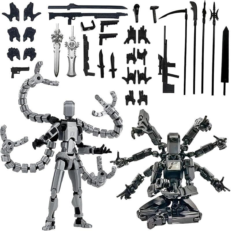 3D Printed Action Figure Set 2pcs T13 – 5.5 Inch Assembled Collectible Desktop Ornament Toy Figures for Game Enthusiasts, Shelf Decor & Gift, Multiple Color Options