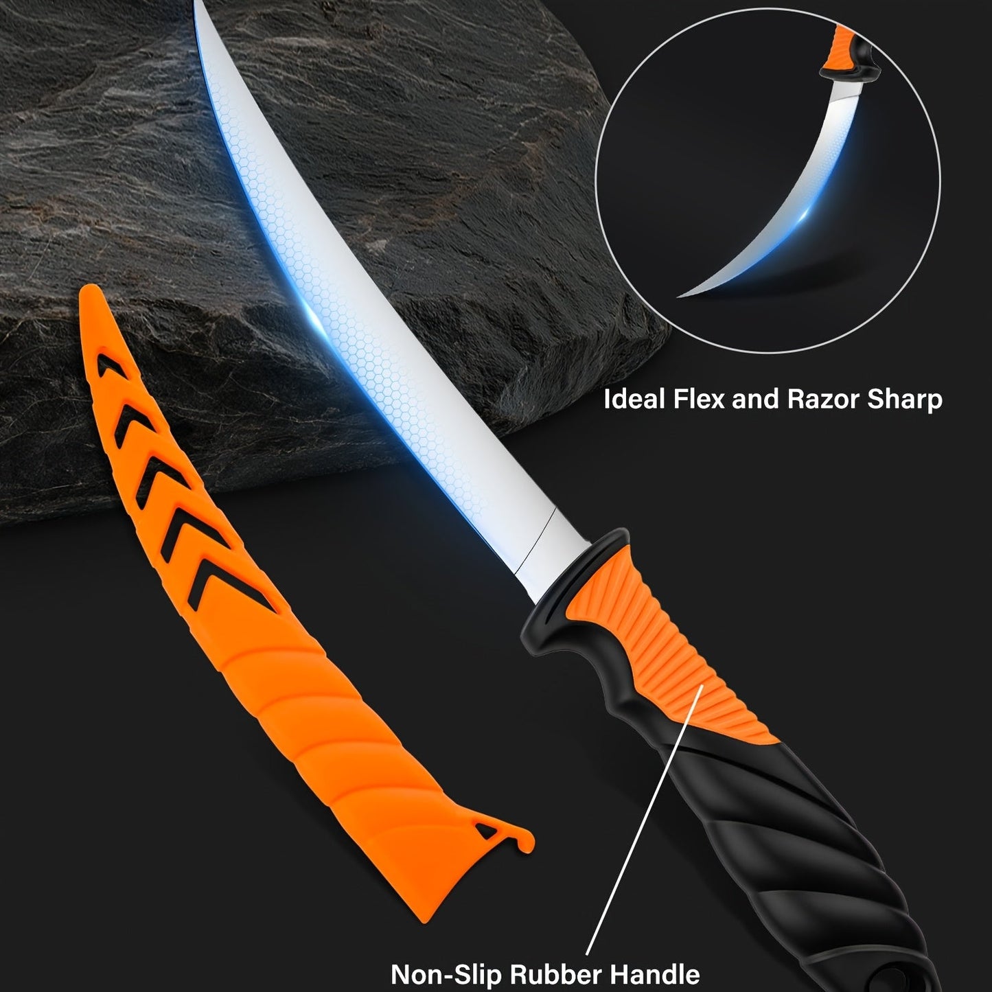 Fishing Tool Kit 6-Piece Corrosion Resistant Pliers Fillet Knife Fish Lip Gripper Braid Scissors Tool Retractor with Lanyard Fishing Gifts for Men