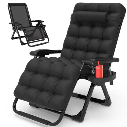 Zero Gravity Chair Outdoor Recliner – 440LBS Capacity, 4-Inch Thick Cushion, Upgraded Aluminum Lock, Cup Holder & Headrest, Breathable Mesh, Foldable Patio Lounge Chair for Backyard & Lawn (5 Colors)