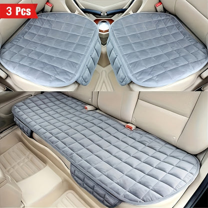 3pcs/Set Luxurious Plush Plaid Car Seat Cushions - Insulated, Thickened for Cold-Resistant Comfort - Universal Fit for Cars, Suvs, Trucks - Premium Car Additions Bundle