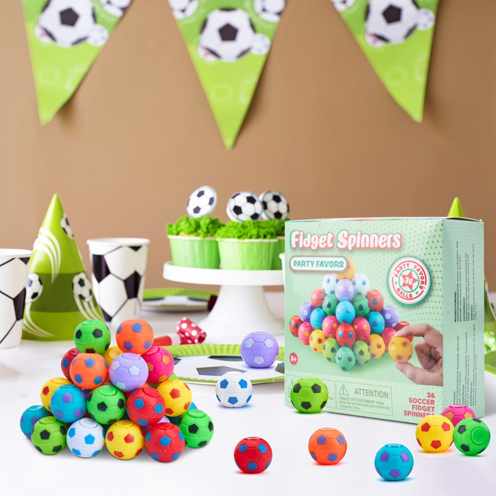 Soccer Fidget Spinners 72 Pack Bulk – 9 Colors 1.3 Inch Mini Spinner Toys for Kids Party Favors Classroom Rewards Goodie Bag Stuffers Birthday Gifts