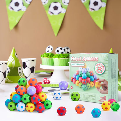 Soccer Fidget Spinners 72 Pack Bulk – 9 Colors 1.3 Inch Mini Spinner Toys for Kids Party Favors Classroom Rewards Goodie Bag Stuffers Birthday Gifts