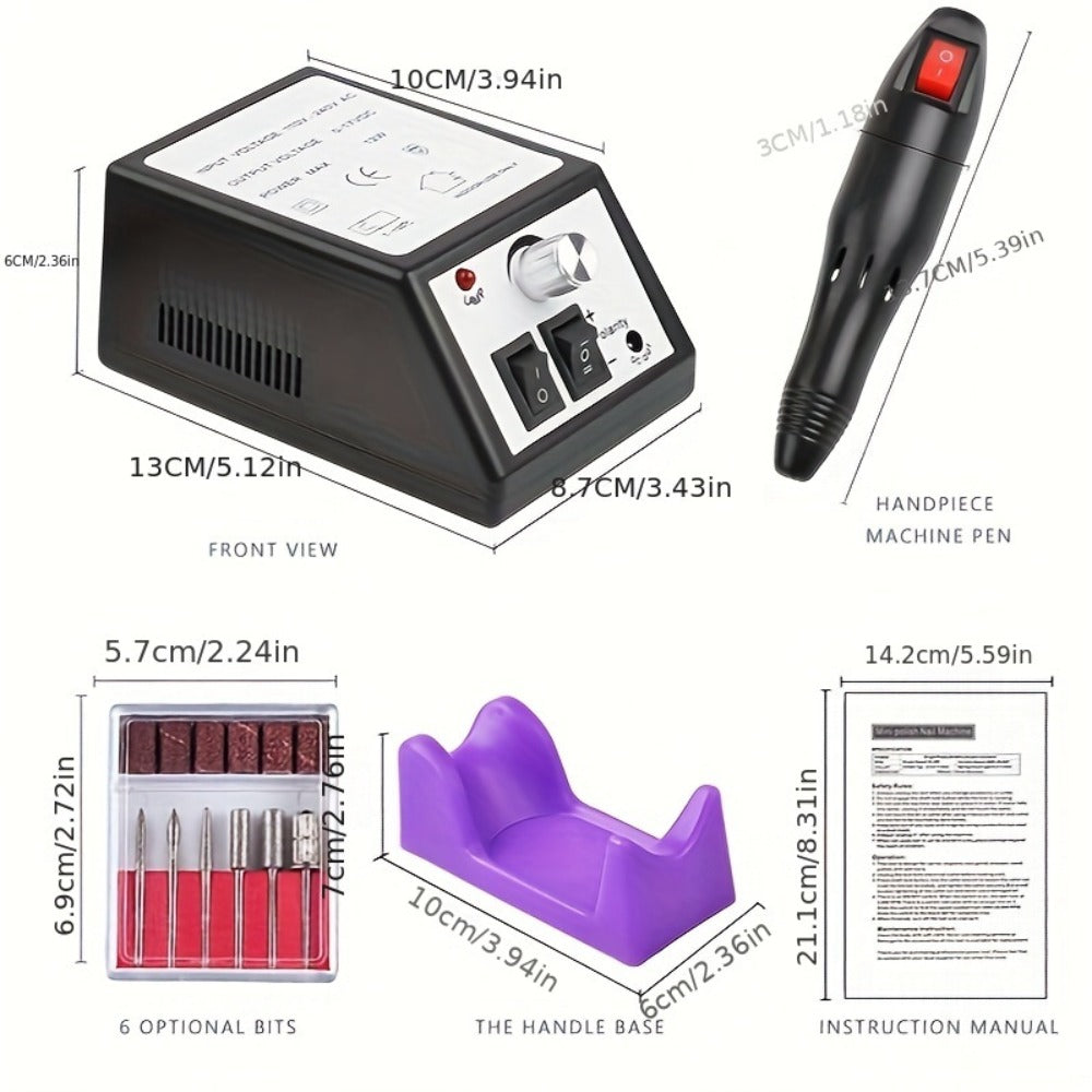 Professional Nail Drill Kit 20000RPM with 6 Drill Bits & 50 Sanding Bands — Electric Manicure Pedicure Machine Low Noise Dual-Hand for Acrylic Gel Natural Nails, Home & Salon Nail File Set, 8-in-1 Option
