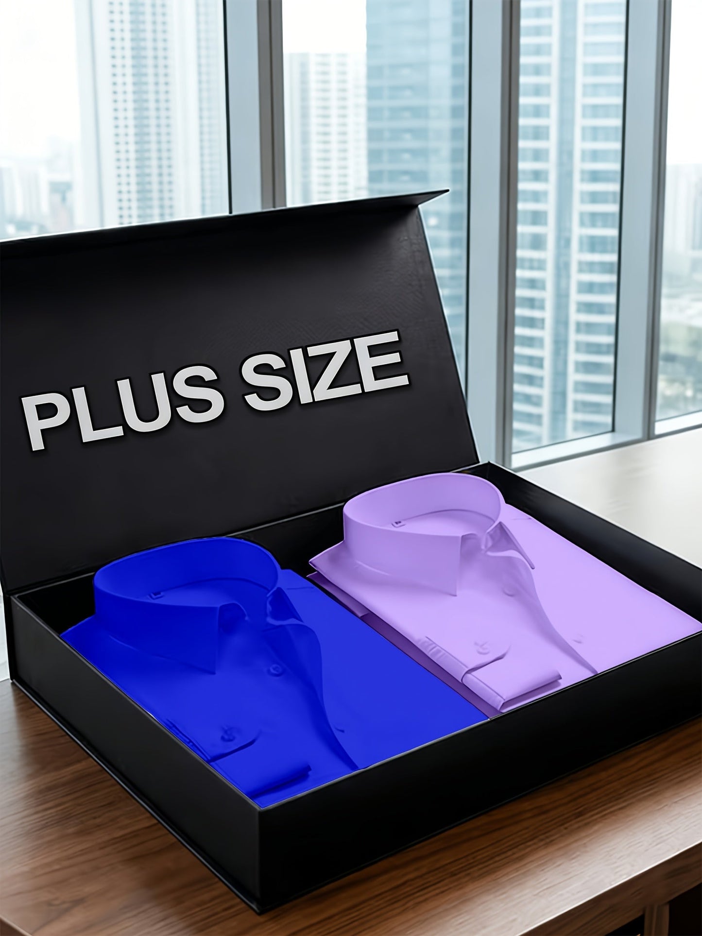 Men's Solid Color Dress Shirt - Classic Neck Long Sleeve 474469