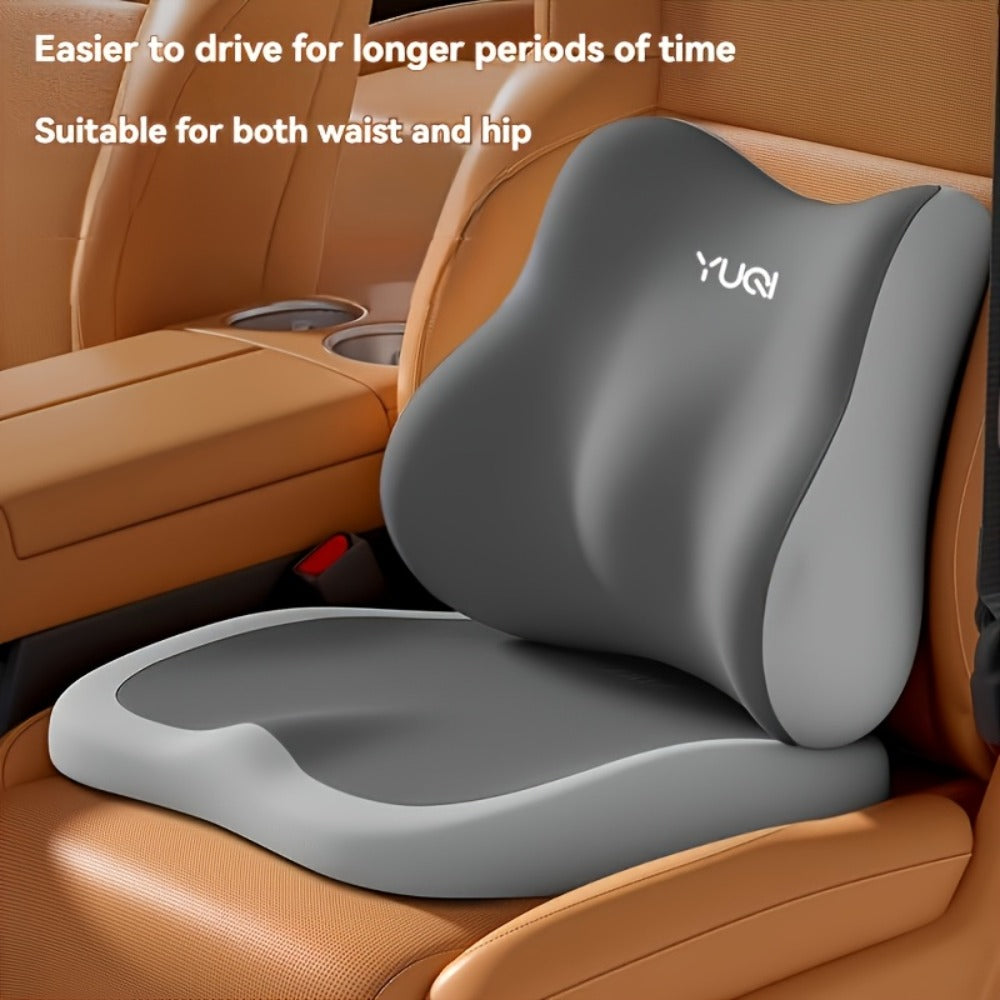 Memory Foam Seat Cushion with Adjustable Hip & Lumbar Support, Ergonomic Car Seat Pad for Long-Distance Driving, Office Chair & Home Use, Portable Polyester Knit Cover, Random Color