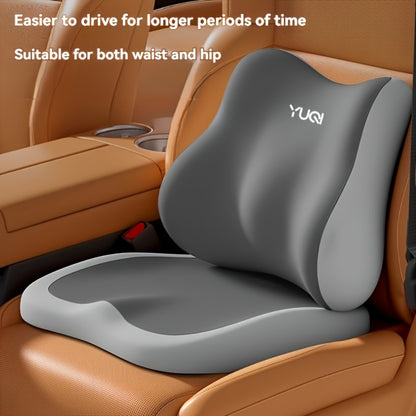 Memory Foam Seat Cushion with Adjustable Hip & Lumbar Support, Ergonomic Car Seat Pad for Long-Distance Driving, Office Chair & Home Use, Portable Polyester Knit Cover, Random Color