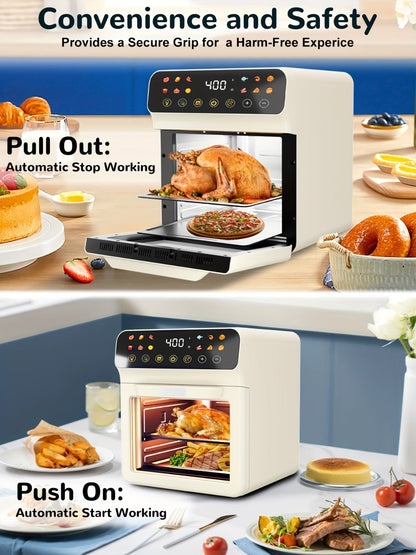 Air Fryer Oven 12-in-1 Large 12-Quart Smart Countertop Oven with 12 One-Touch Preset Functions, Smart Cook Program, Viewing Window, Interior Light, Adjustable Time & Temp, Oil-Free Family Cooker