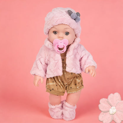 Mini Reborn Baby Doll 12 Inch 30cm Lifelike Soft Baby Girl Toy with Pink Clothes Hat Socks Pacifier Set – Cute Realistic Newborn Doll for Party Games Pretend Play Birthday Christmas Halloween Gift for Girls