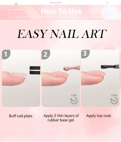 Rubber Base Gel Polish Set 6pcs Nude Pink 2-in-1 Builder Base Coat – Self-Leveling Soak Off UV LED Semi-Permanent Long-Lasting Gel Manicure Kit 0.24oz Each for DIY & Salon Nail Art Women