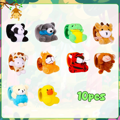 Stuffed Animal Slap Bracelets Bulk for Kids – Cute Plush Assorted Animal Bracelets for Party Favors, Classroom Prizes, Goodie Bag Fillers, Carnival Toys, Holiday Gifts (6/10/15/30 Pack)