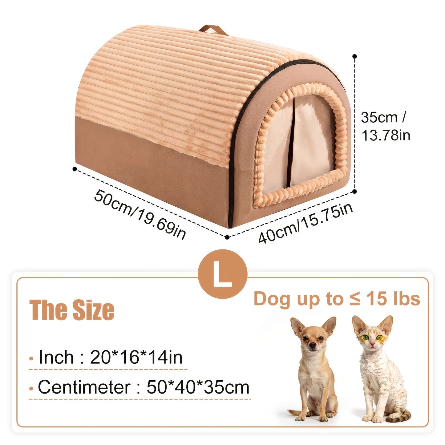 Dog Bed Cat Bed Enclosed Pet Tent House - All-Season Soft Washable Cave Bed with Non-Slip Bottom, Cozy Puppy Kennel for Small Medium Large XL Dogs and Cats, Easy Clean Removable Cushion, 4 Sizes Available