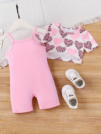 Baby Girl Casual Outfit Set - Short Sleeve Summer