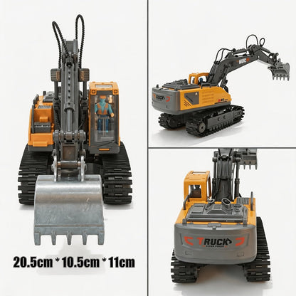 RC Excavator Toy for Kids Track Type 2.4GHz – 1200mAh Rechargeable Remote Control Construction Truck with Metal Shovel & LED Light, STEM Gift for Boys Ages 6 7 8 9 10 11 12 Birthday Christmas (Metal/Plastic/Mini)