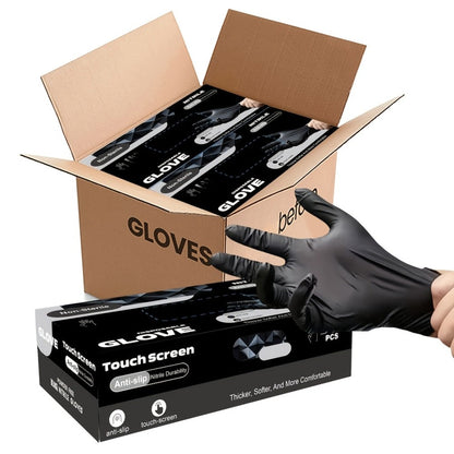 Disposable Nitrile Gloves Black – Powder Free, Latex Free Protective Gloves for Household Cleaning, Pet Bathing, Tattoo, Hair Coloring & Professional Use (S/M/L/XL)