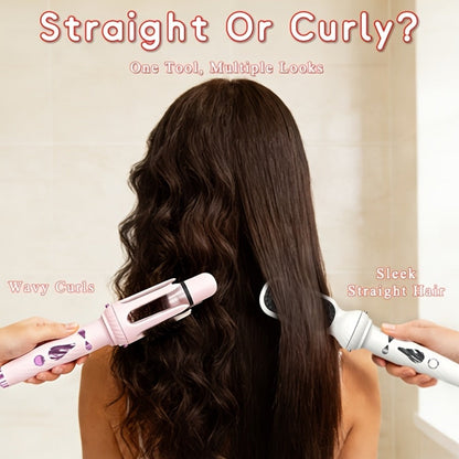 5-in-1 Hair Styler Set with Interchangeable Curling Wand & Straightening Brush - Multi Barrel Curling Iron Kit for Waves, Curls & Volume, Works on All Hair Types, Salon Results at Home, 3 Colors