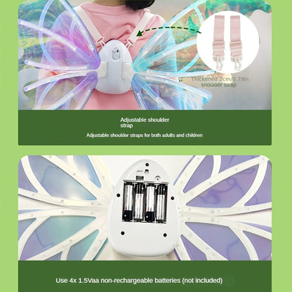 LED Butterfly Wings Glow in the Dark – Motion Sensor & Music Activated Color Changing Lights | Magical Costume Wings for Girls & Women, Halloween Dress Up, Christmas & Mardi Gras Party Accessory