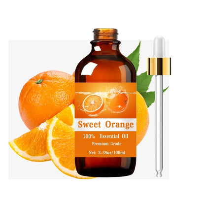Sweet Orange Essential Oil 100ml — Pure Citrus Aromatherapy Oil for Diffuser, Massage, Hair Care & Skin Moisturizing, Uplifting Scent Gift for Women and Men