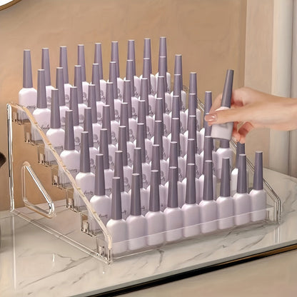 Nail Polish Organizer Acrylic Display Stand 4 Tier Clear Transparent Rack Gel Polish Holder Countertop Storage Shelf for Nail Studio Salon Home Vanity No Assembly Needed Formaldehyde-Free