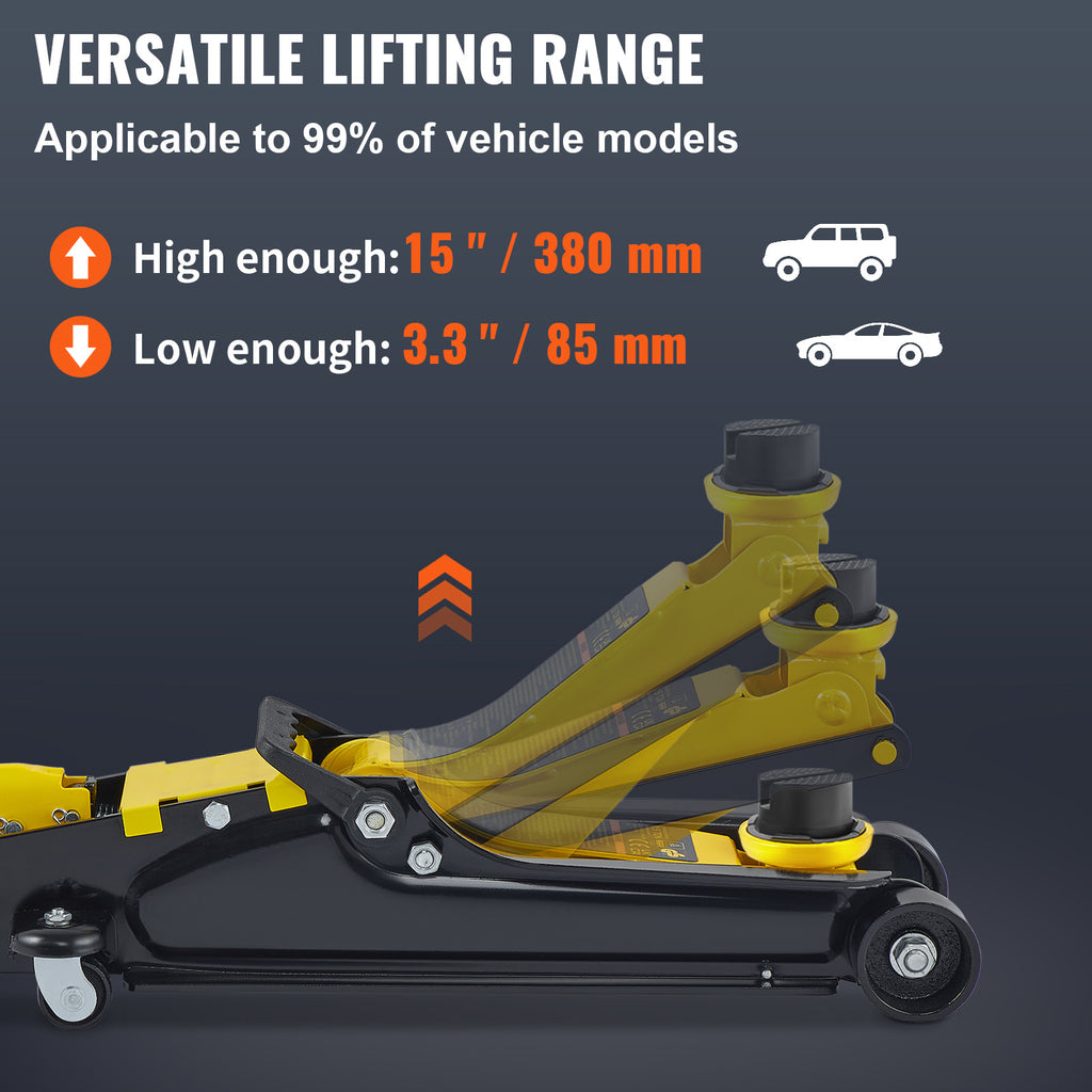Happybuy Ground Lift, 2.5 Ton Compact Alloy Steel Sport Elevator, Single Cylinder Elevating Pump, Elevation Range 3.35"-14.96"