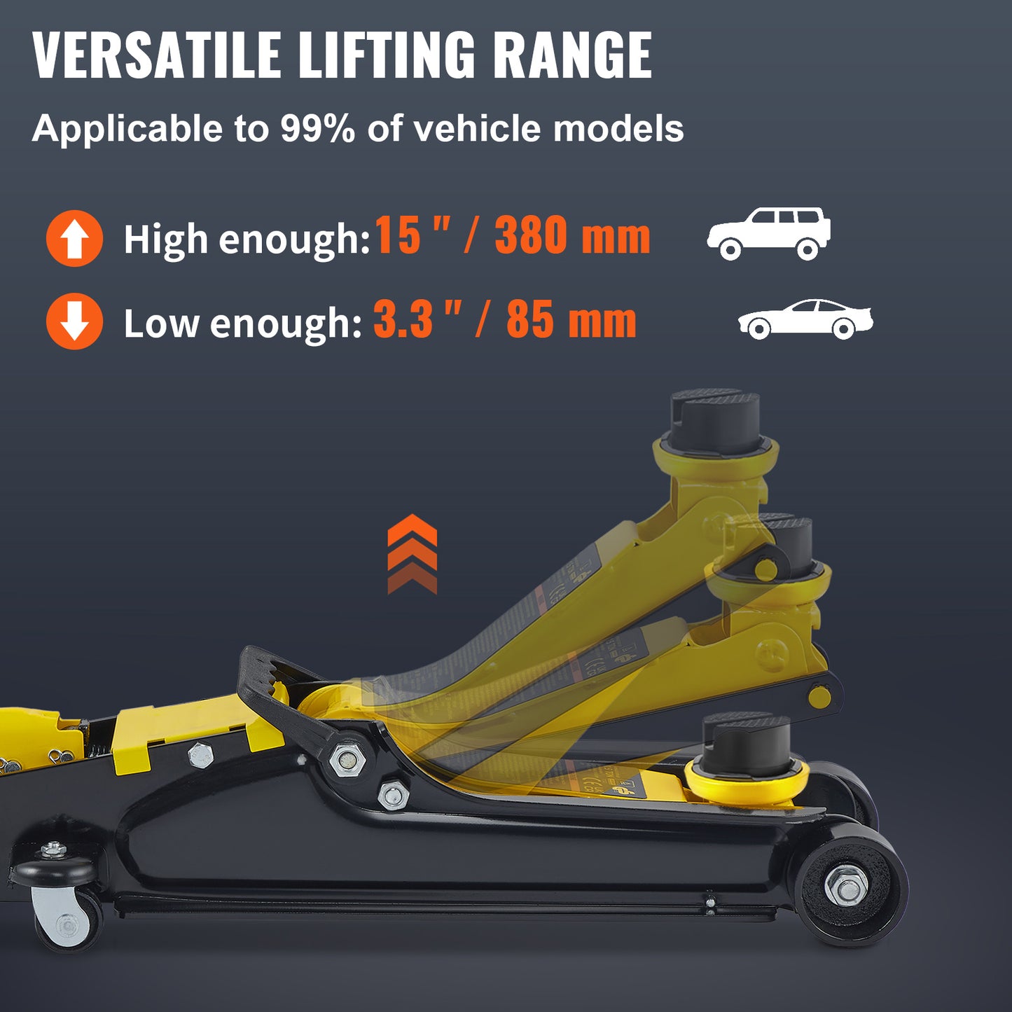 Happybuy Ground Lift, 2.5 Ton Compact Alloy Steel Sport Elevator, Single Cylinder Elevating Pump, Elevation Range 3.35"-14.96"