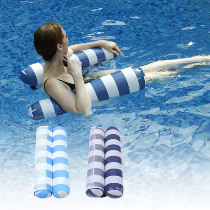 4-in-1 Inflatable Pool Float Hammock 2-Pack for Adults – Floating Bed, Lounge Chair, Drifter & Saddle, Striped Water Hammock for Swimming Pool Lake Beach River, Blue Dark Blue Rose Red