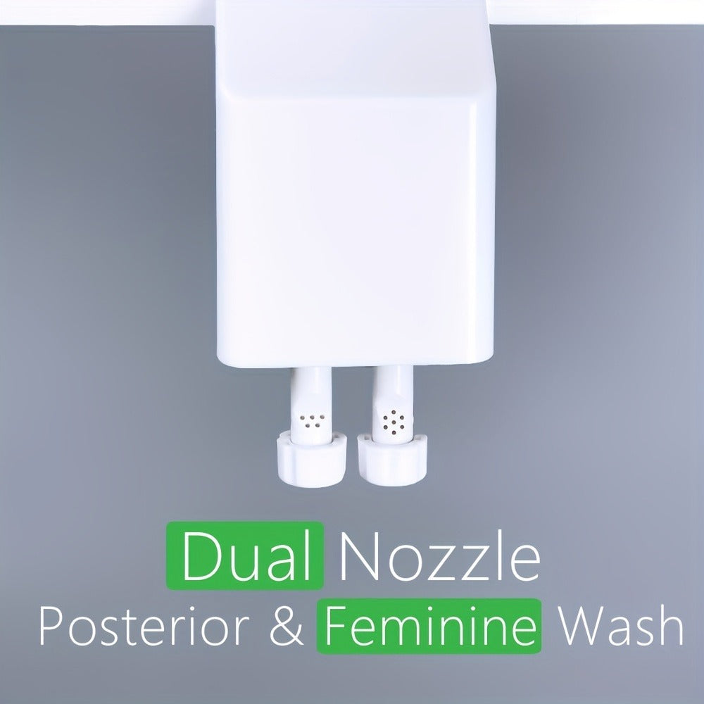 Bidet Attachment Hot and Cold Water – Dual Nozzle Non-Electric Toilet Seat Bidet, Rear & Feminine Wash, Self-Cleaning Retractable Nozzle, Adjustable Warm Water Pressure, Easy Install