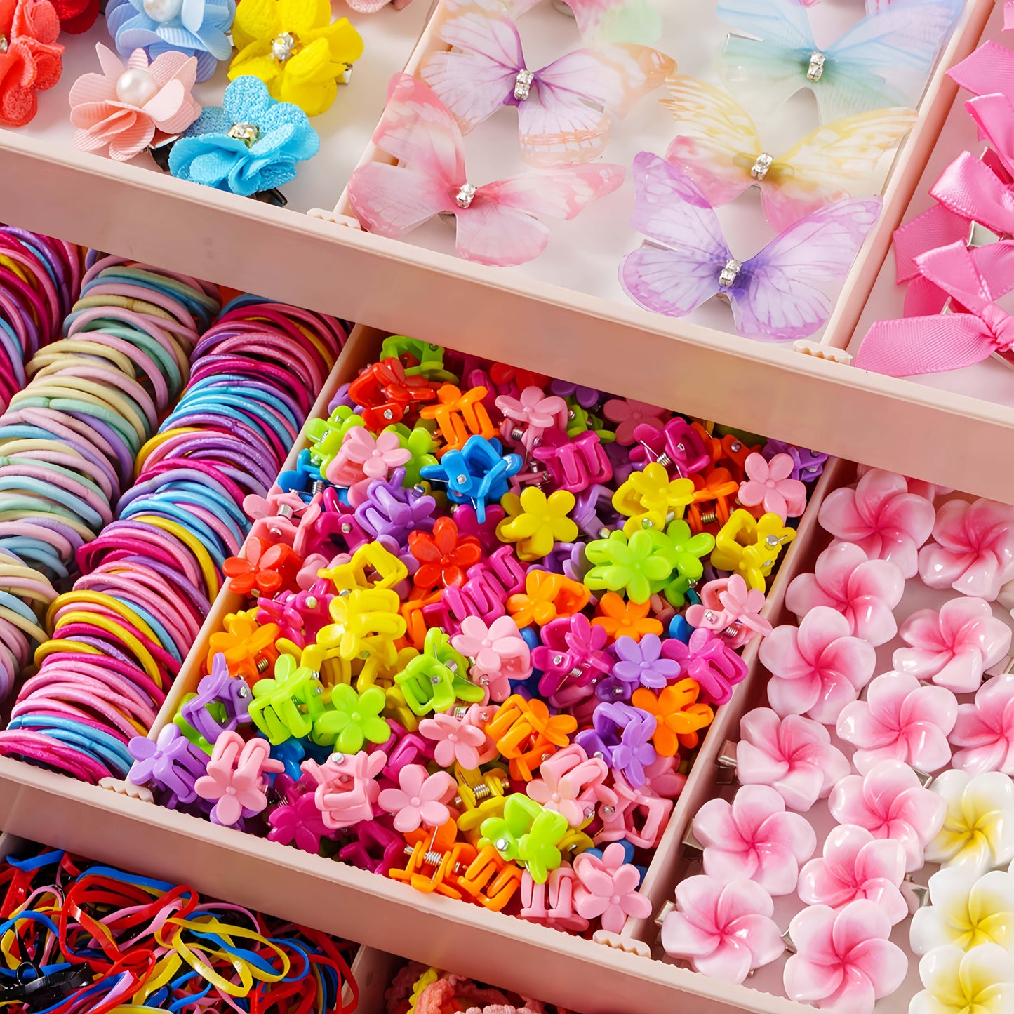 Girls' Hair Accessories Set 748-Piece - Clips and Ties
