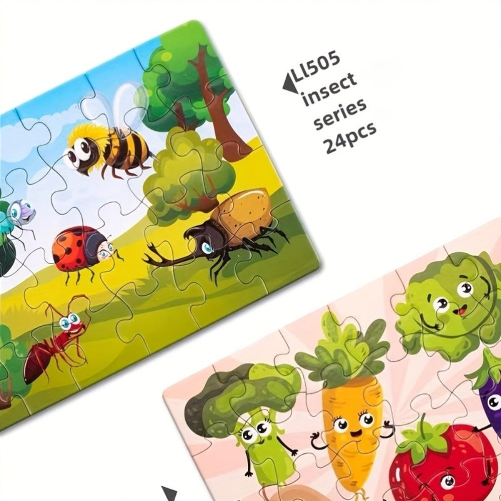 Kids Puzzle Set 12 Pack – Jigsaw Puzzles for Boys & Girls Ages 3+, 12 Different Themes Mixed Colors, Educational Activity Toy, Fun Gift for Toddlers Preschoolers Halloween Christmas Birthday