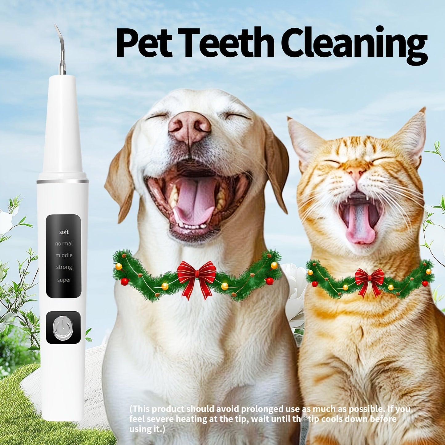 Electric Pet Dental Cleaning Kit – USB Rechargeable Cat & Dog Teeth Cleaner, 4 Cleaning Heads & 5 Modes, Removes Stains & Tartar for Cats and Dogs