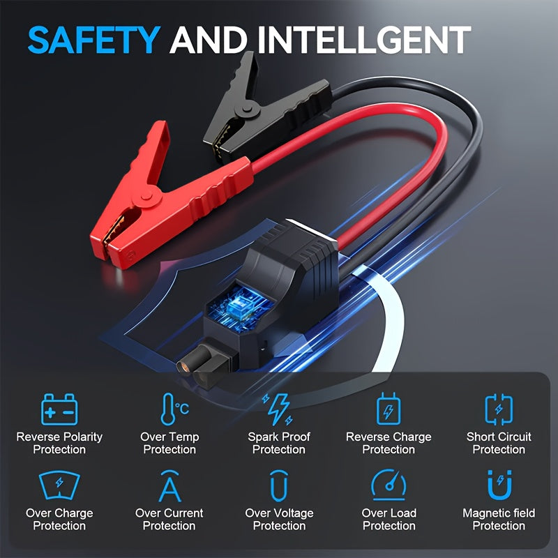 10000A 7-In-1 Multifunctional Emergency Jump Starter with 150PSI Air Pump, Digital Tire Inflator, Portable Car Battery Charger, Up to 2.64gal Gas/2.38gal Diesel, LED Emergency Light & USB Charging, Car Emergency Tool. Suitable As a Holiday Gift