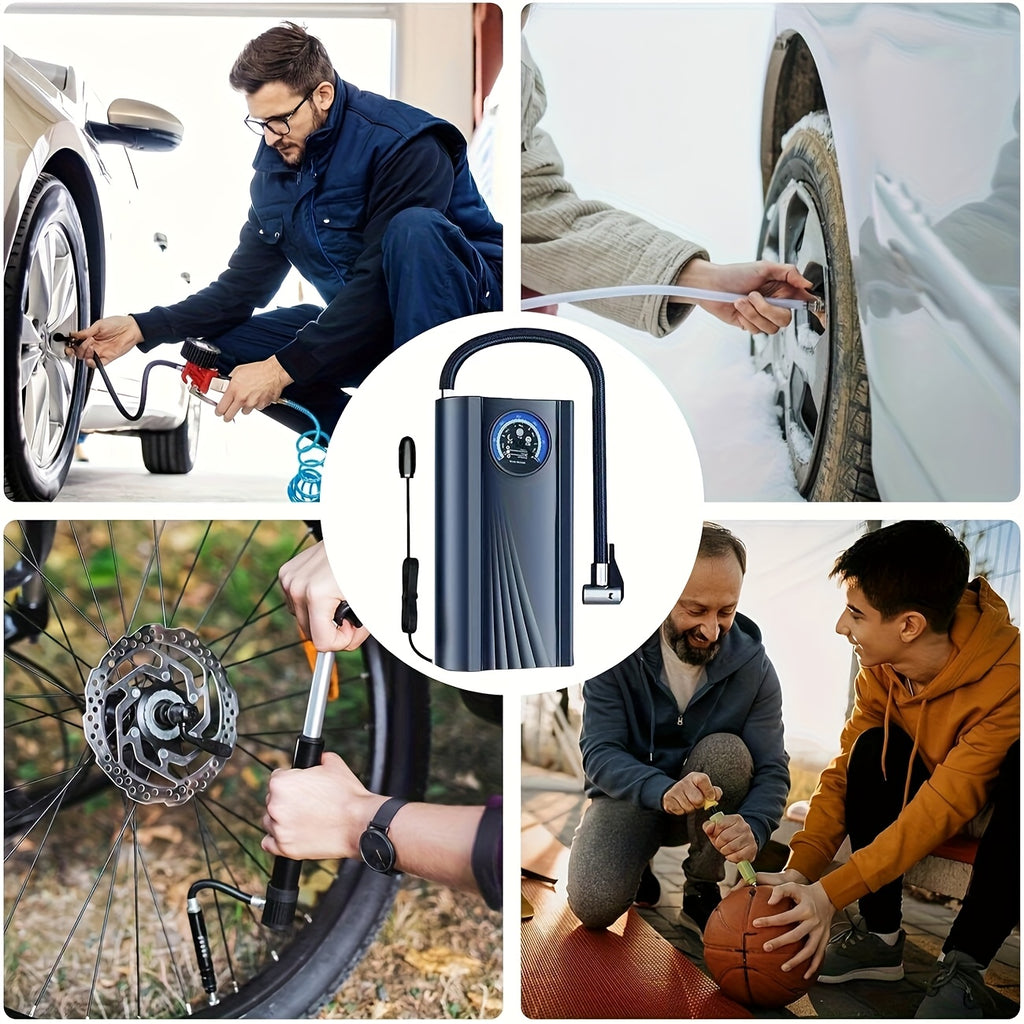 Ultra-Fast Inflatable Portable Air Compressor, Tire Inflation Pump, 12V, Pointer Display Precise Pressure. Suitable for Cars, Motorcycles, Bicycle Tire Inflation, Outdoor Air Cushions, Ball Inflation, Battery-Free