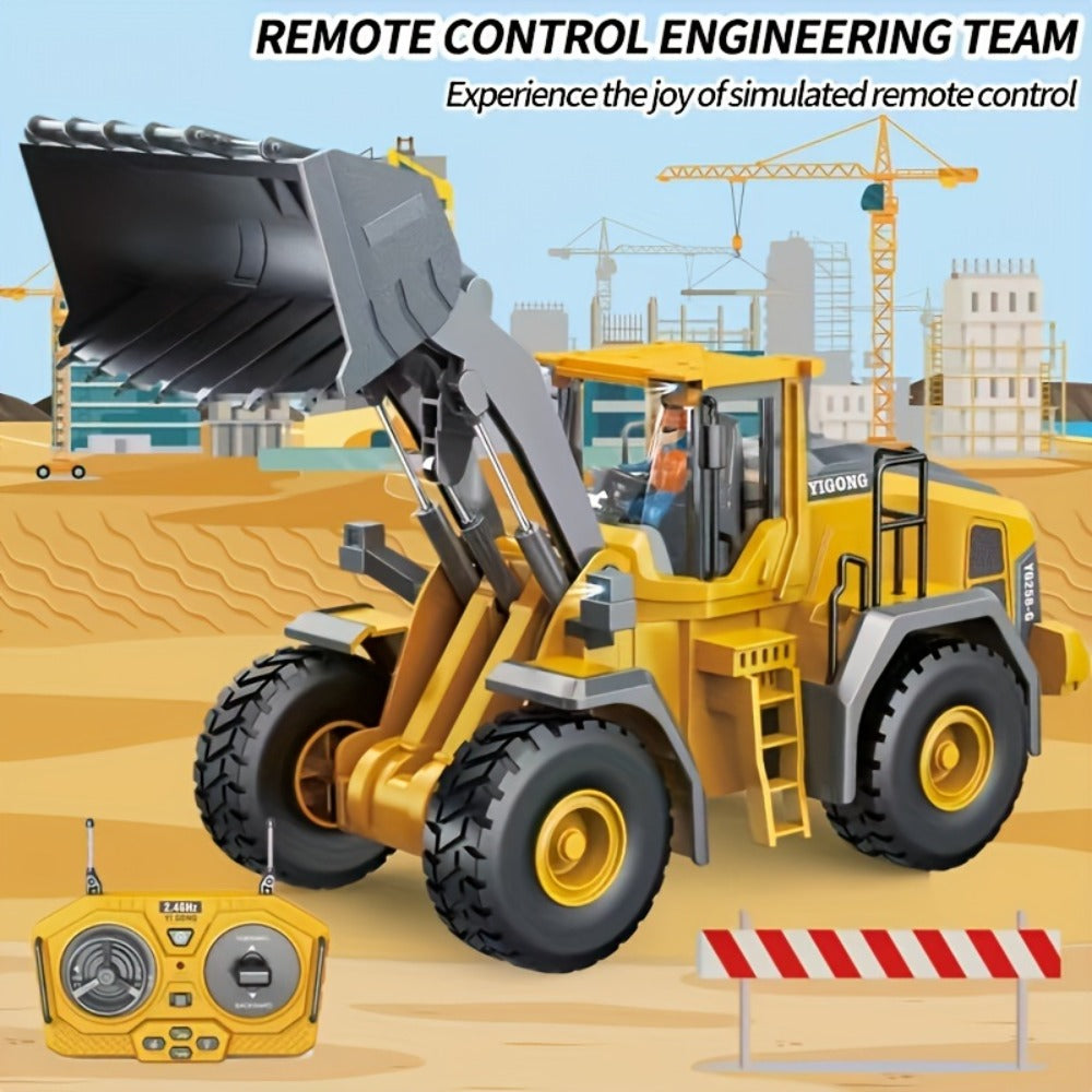 Remote Control Excavator Loader Dump Truck Toy for Kids 2.4GHz Alloy RC Construction Vehicle with Light & Sound, USB Rechargeable, Boys Gift for Halloween Thanksgiving Christmas Birthday Ages 3+