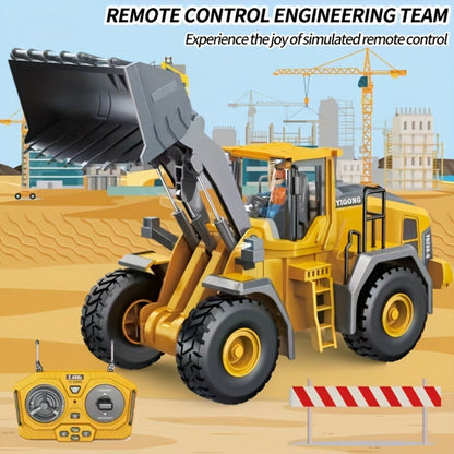 Remote Control Excavator Loader Dump Truck Toy for Kids 2.4GHz Alloy RC Construction Vehicle with Light & Sound, USB Rechargeable, Boys Gift for Halloween Thanksgiving Christmas Birthday Ages 3+