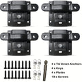 4pcs Set with Locking Buckle, for F150 F250 F350 and Raptor 2015-2024 Models, Truck Bed Cargo Securement Bracket, Anchor Clip Plate with Key Locking Anchor Replacement Accessories