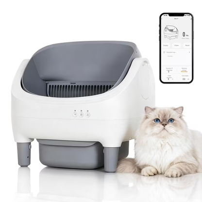 Smart Self-Cleaning Cat Litter Box – App Control, Open-Top Design, 10L Waste Bin, Ultra-Quiet <20dB, Infrared Safety Sensors, Kitten Mode for Multi-Cat Homes