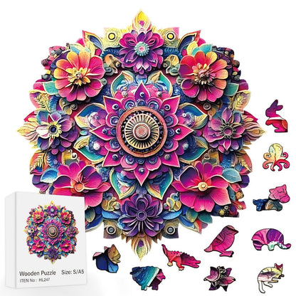 Wooden Mandala Puzzle for Adults – Unique Irregular Animal Shaped Pieces, Exquisite Gift Box, Decorative Art Jigsaw Brain Teaser, Birthday Christmas Holiday Gift for Women Men Teens