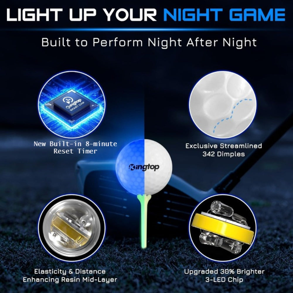 LED Golf Balls Glow in the Dark – Ultra-Bright 3-LED Night Golf Balls with 8-Min Reset Timer & Mesh Bag, 3 or 6 Pack | Best Night Golf Gift for Men Women Teens Beginners
